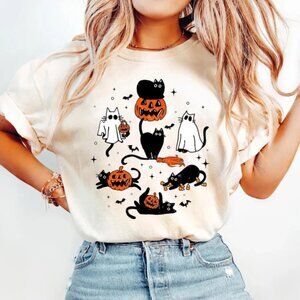 Cute Halloween Ghost Boo Cat Shirt, Halloween Cat Shirt, Halloween Shirt
